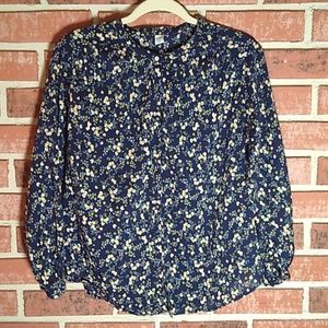 Navy floral old navy long sleeve blouse